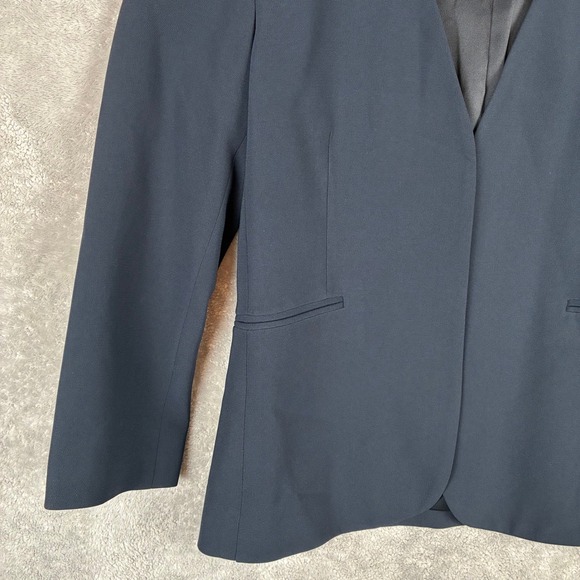 Theory Lindrayia Admiral Crepe Blazer Women 8 Deep Navy 3/4 Open Front Office - Picture 5 of 15